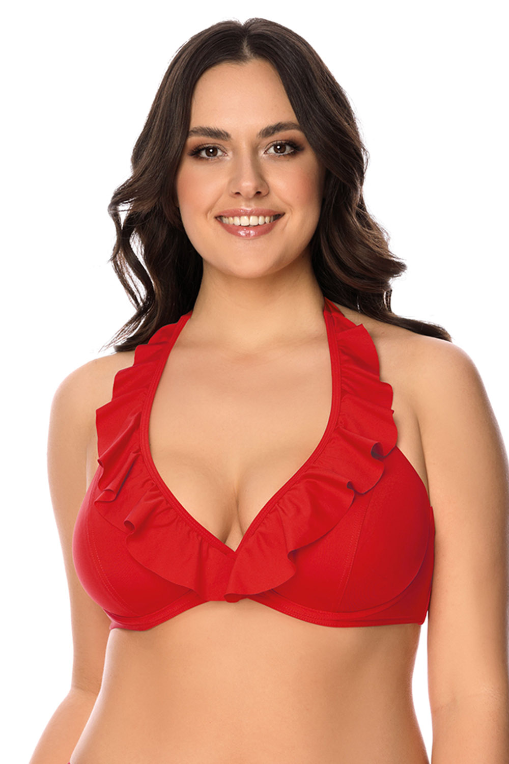 Vivisence Bikini BH Dame Bademode gepolstert hergestellt in EU Neckholder  3220, rot