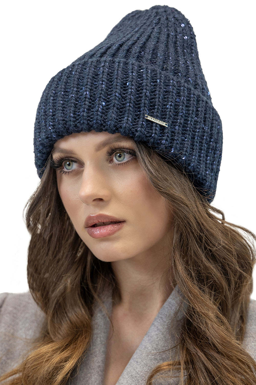 Vivisence Bonnet Femme Hiver Tricot Classique Ajustement Parfait 7088, bleu foncé