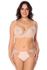 Vivisence Womens Lace Underwire Bra With Soft Cups Adjustable Straps Mesh Details Ideal For Everyday Wear, beige