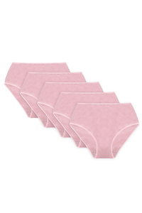 Vivisence Woman Briefs Cotton Smooth High Waist Underwear 4017 5-Pack, Pink elastic: pink 5-pack