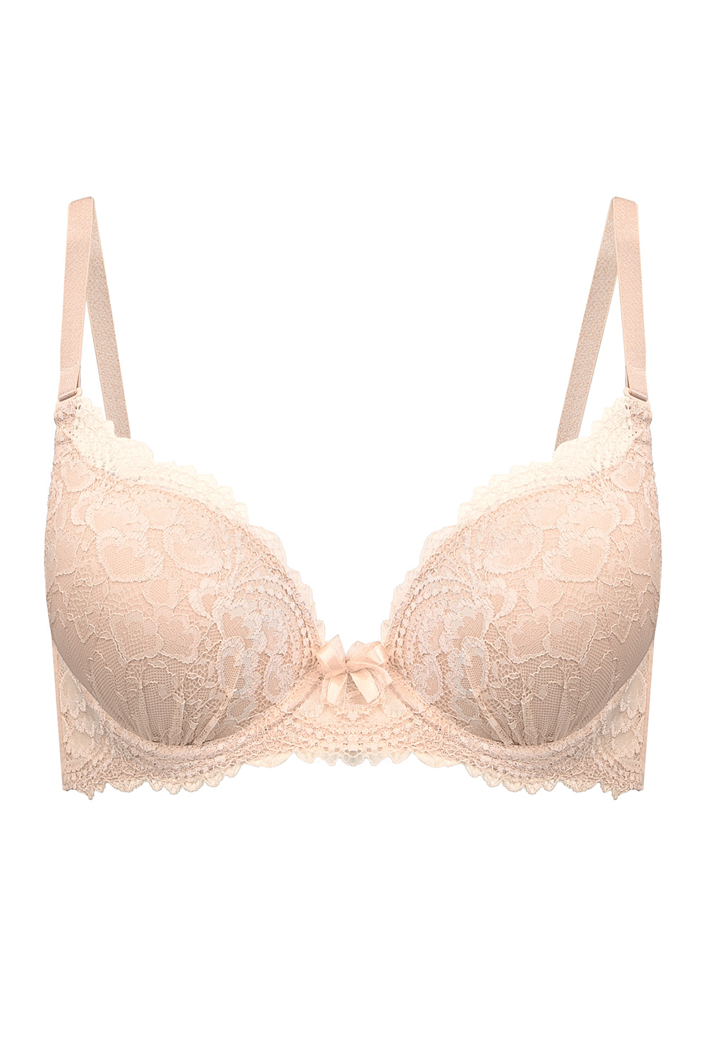 Vivisence Push-Up BH Damen Mit Bügel Gepolsterter Maximizer für Brüste 1041, Beige mit Spitze 