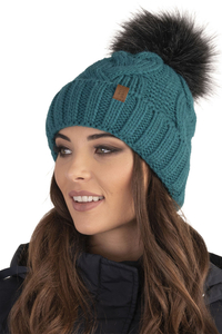 Vivisence Bonnet À Pompon Femme Chaud Et Doux Idéal Pour L’Hiver 7014, turquoise foncé