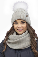 VIVISENCE Wintermütze mit Bommel Damen Warmes Ideal Für Kalte Wintertage 7014, beige Melange