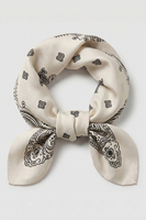 Vivisence Carré de Soie Femme 65 x 65 cm, Foulard en Soie Naturelle 14 Momme, Bords Roulés à la Main, Motif Paisley Beige/Noir, Beige/Noir