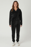 Vivisence Ensemble Survêtement Femme Coton Avec Poches Parfait Confort Quotidien 9202, noir