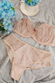 Vivisence Damen Slip Spitze Netz Details Vollschnitt Für Elegante Passform 1044W, beige