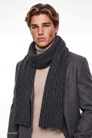Vivisence écharpe homme maille côtelée acrylique laine écharpe hiver, graphite