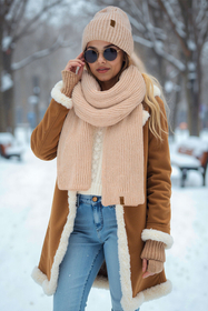 Vivisence Women Winter Hat Merino Wool Blend Knit Snug Fit For Cozy Warmth, Beige