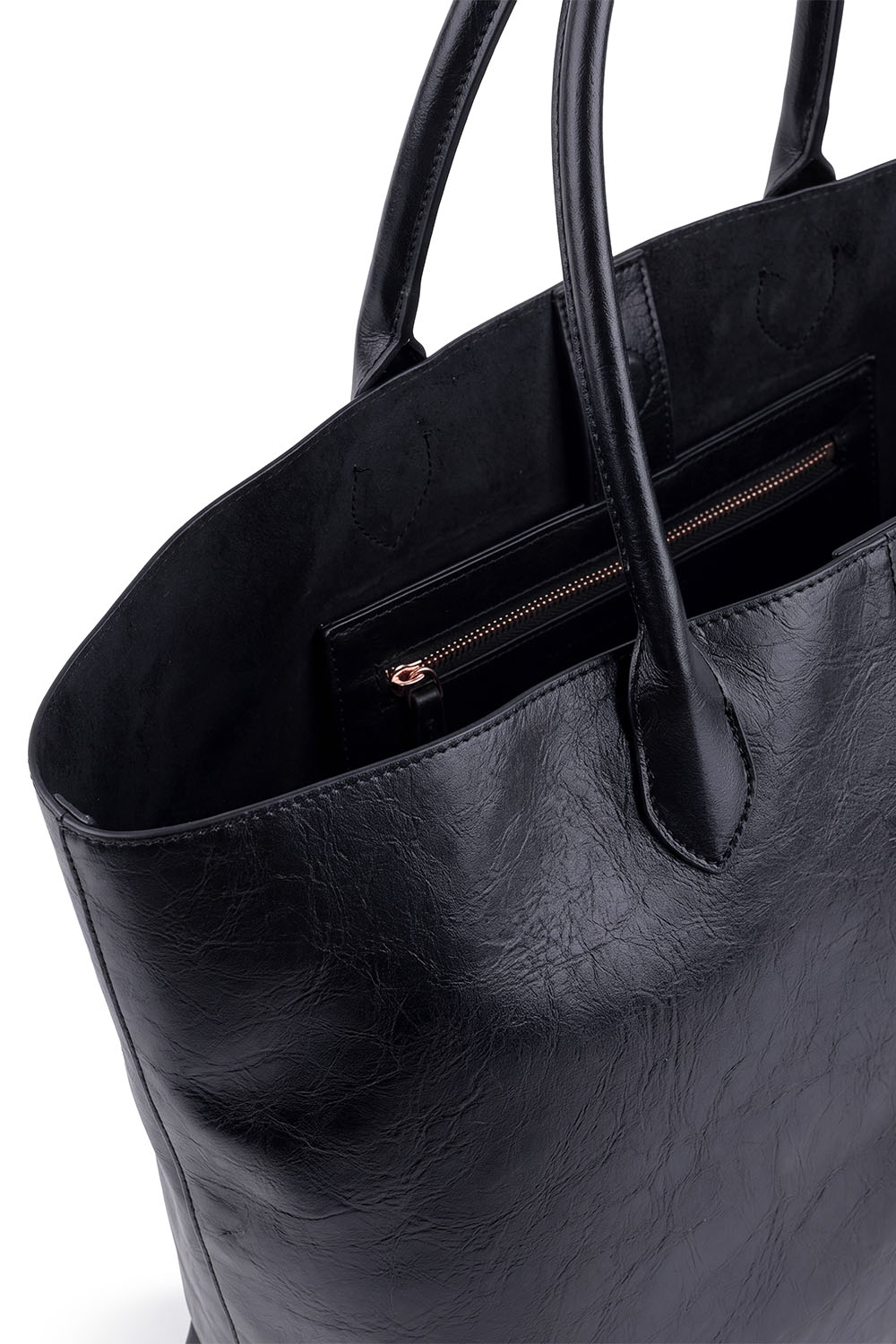 Vivisence sac porté épaule shopper polyuréthane sac cabas femme, noir