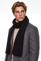 Vivisence écharpe homme maille côtelée acrylique laine écharpe hiver, noir