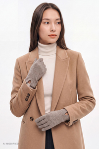 Vivisence Damen Strickhandschuhe Wolle atmungsaktiv Winteraccessoire, beige