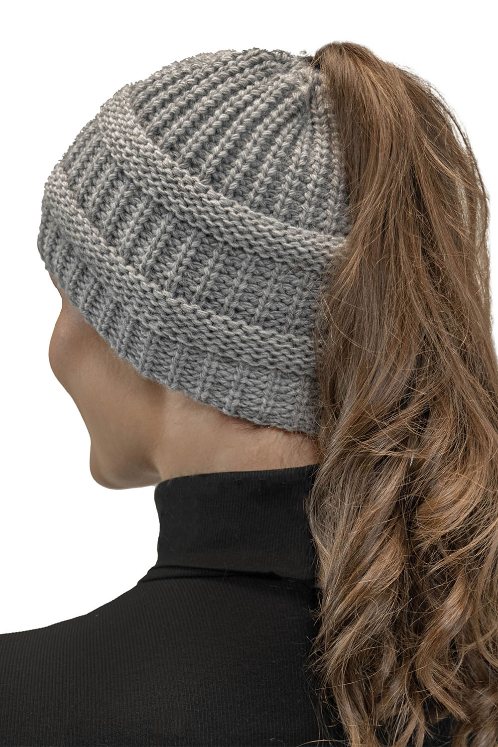 Vivisence Damen Mütze Zopfschlaufe Gefüttert Flauschig Gummibund Winter 7075, hellgrau