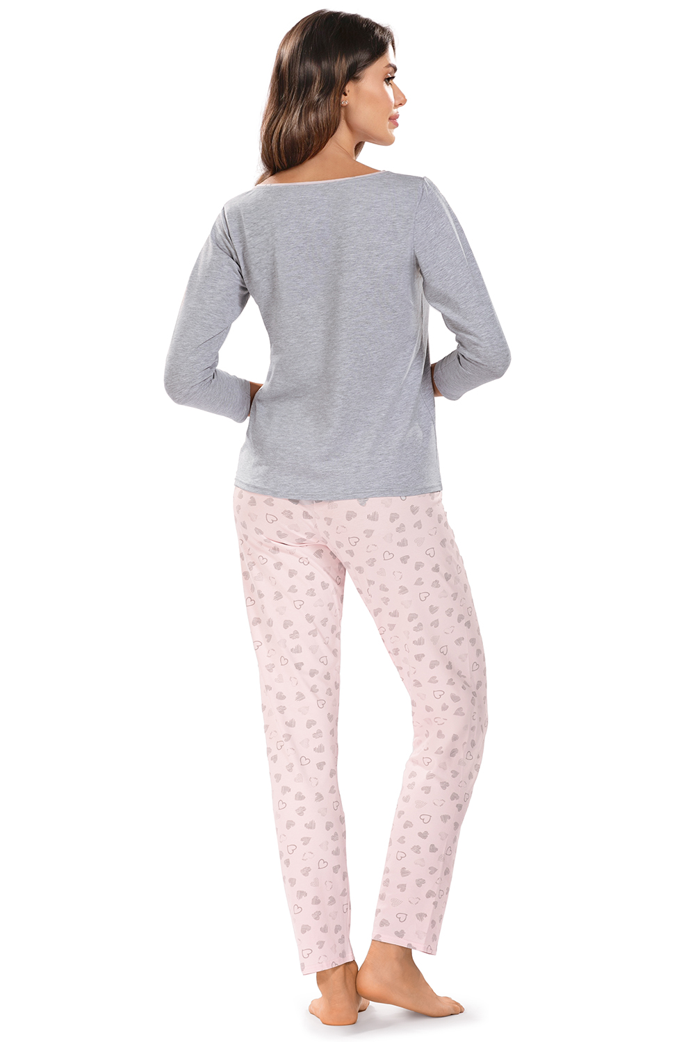 Vivisence Damen Pyjama aus Baumwolle bequeme Nachtwäsche,