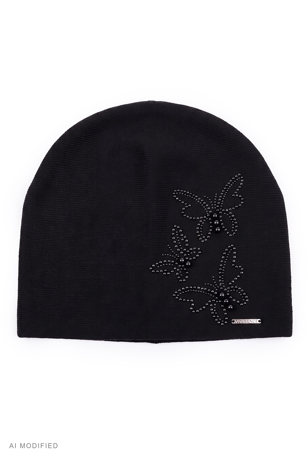 Vivisence Damen Mütze Beanie Strickmütze Acryl Viskose, schwarz