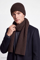 Vivisence Mens Beanie Hat And Scarf Set Wool Knitted Winter Accessories, brown