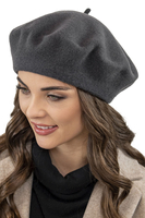 VIVISENCE Winter Baskenmütze Aus Wolle für Damen Ideal für Wintertage 7073, dunkelgrau