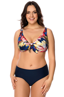 Vivisence 3203 top de bikini à rayures top qualité style classique, fleurs bleu foncé