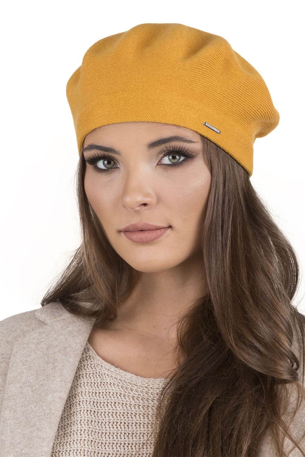 Vivisence Elegant Women's Winter Beret And Scarf Set Made Of Warm Thick And Soft Fabric With Wool Blend For Ladies Ideal For Cold Winter And Autumn Days, honey