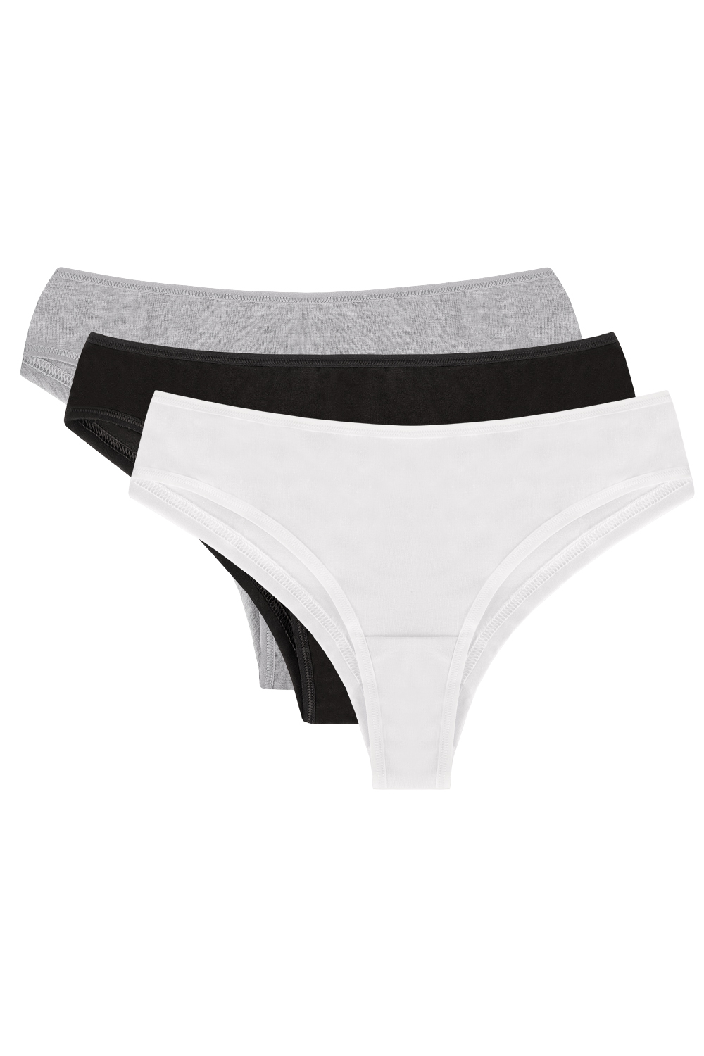 Vivisence culotte slip brésilien 4018 3-pack, noir/blanc/gris