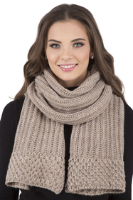 Vivisence Stylish Winter Set Including Warm Hat With Pompom And Matching Scarf Made From Warm And Soft Fleece-Lined Fabric Ideal For Cold Winter Days, beige 