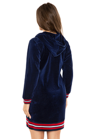 Vivisence Robe Cotton with Zipper Fastening and Cuffed Sleeves 5018, dark blue-red