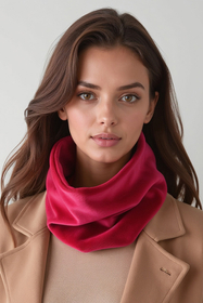 Vivisence Women Winter Snood Scarf Soft Knit Cozy Everyday Warmth For Cold Days, ruby