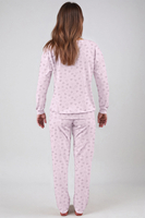 Vivisence Dame Schlafanzug 2-teiliges Set Pyjama Bluse Hose Gemustert Tupfen 2023, Rosa