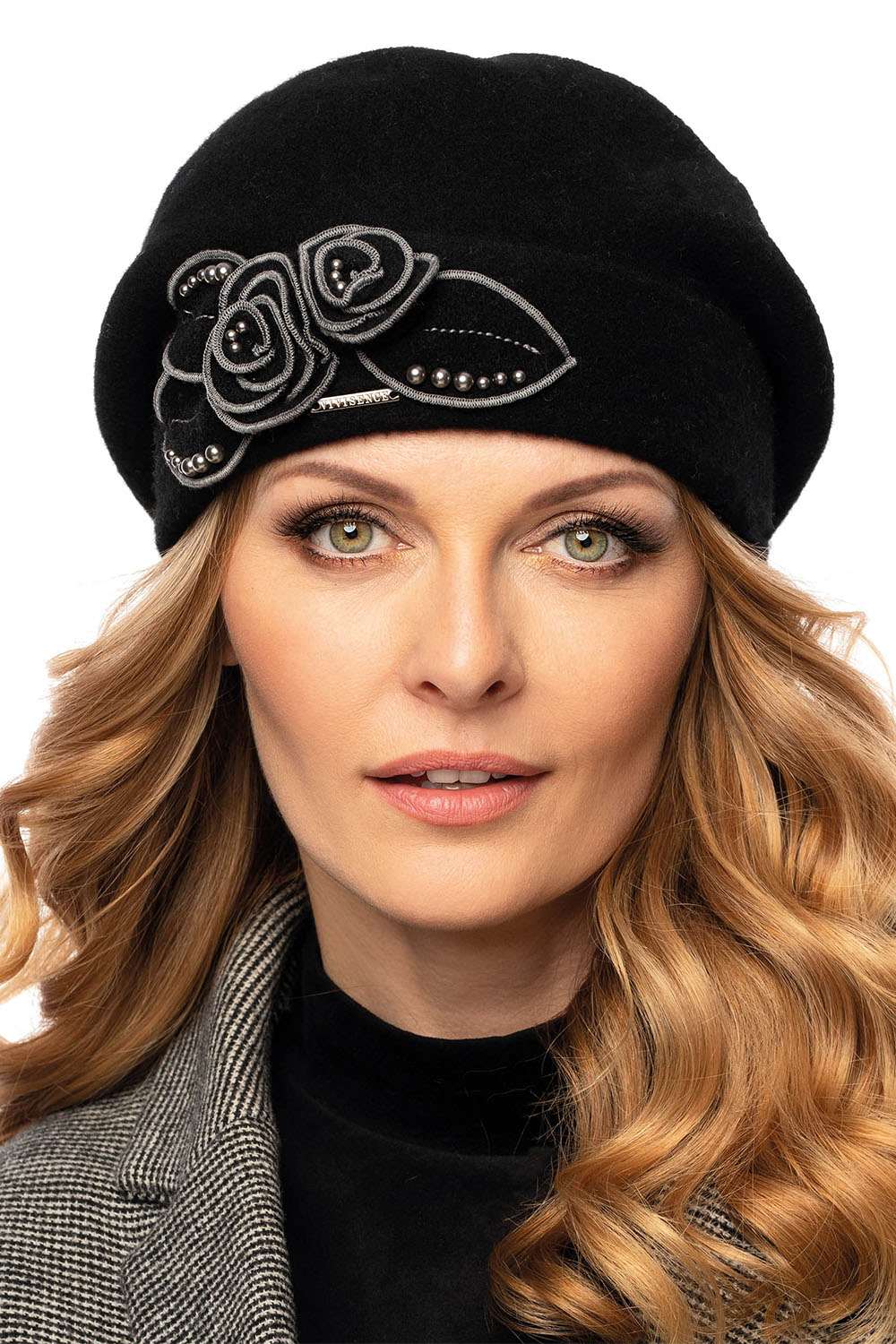 Vivisence Winter Mütze für Damen Handgefertigte Herbst Elegante Beanie Wintermütze aus Schurwolle Antistatische Eigenschaften Perfekt Für Kalte Wintertage Modell 7072, schwarz
