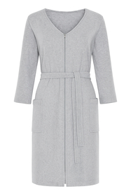 Vivisence Femme Robe de Chambre Coton Fermeture Éclair Confort à la Maison 5011, gris