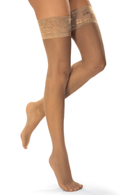 Vivisence Self-Supporting Stockings 20 DEN Sexy Stockings For Women With Wide Lace Trim Invisible Toe Reinforcement Ensuring Comfort And Elegance, beige
