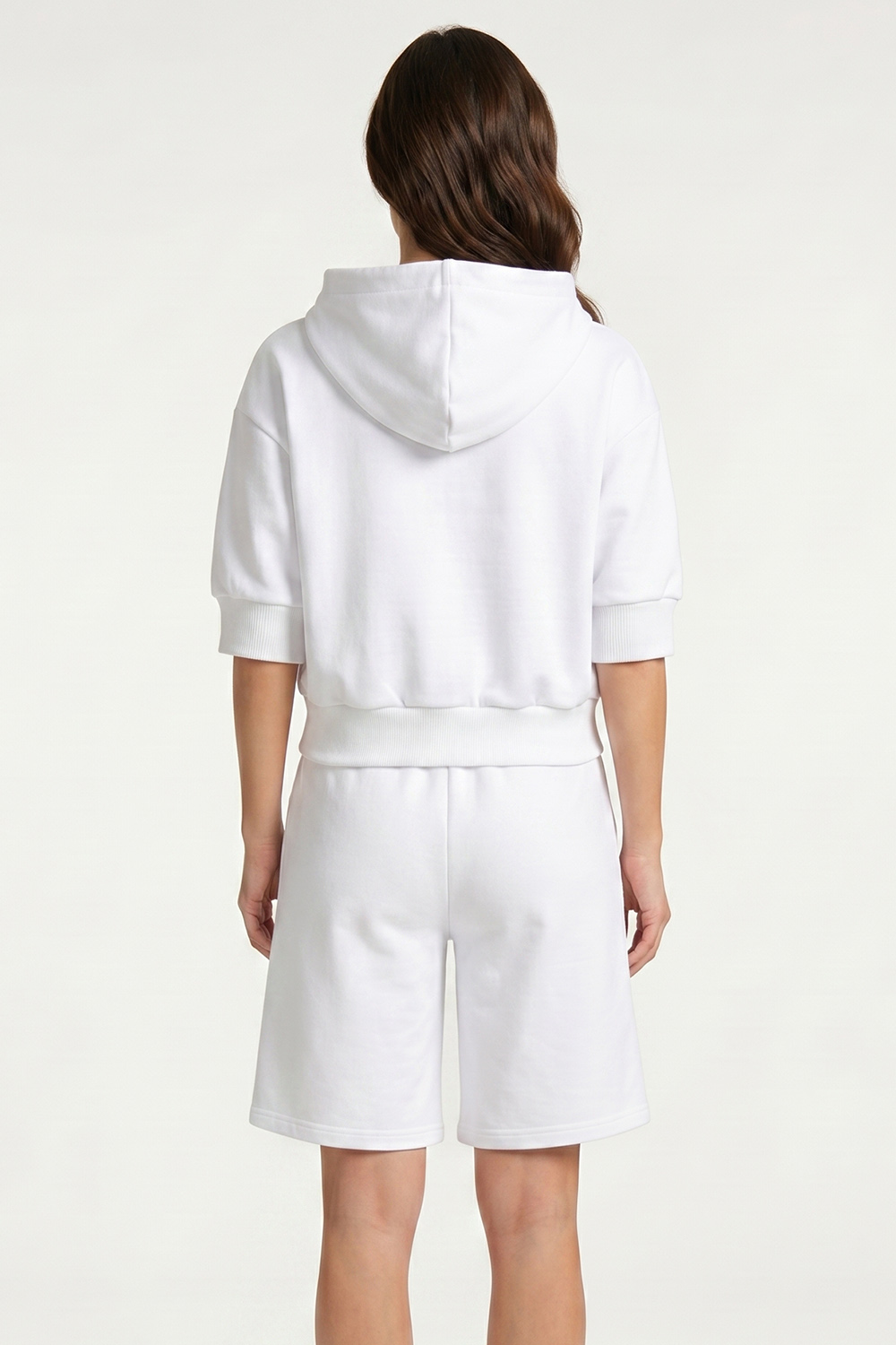 Vivisence Women Loungewear Set Soft Cotton Hoodie and Shorts All Day Ease, white