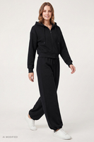 Vivisence Women Wide Leg Pants High Waist Adjustable Cuffs All Day Comfort, Black