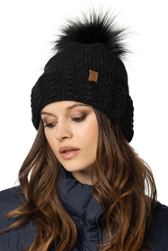 Vivisence Winter Hat And Loop Scarf Set For Women With Pompon Soft Fleece Lining Anti-Static Design Perfect Fit And Warmth For Cold Days Ideal For Winter And Autumn, black