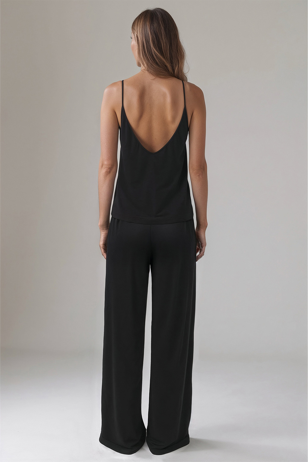 Vivisence Women's Pyjama Set Viscose Wide Leg Pants V-Neck Shirt 2046, 