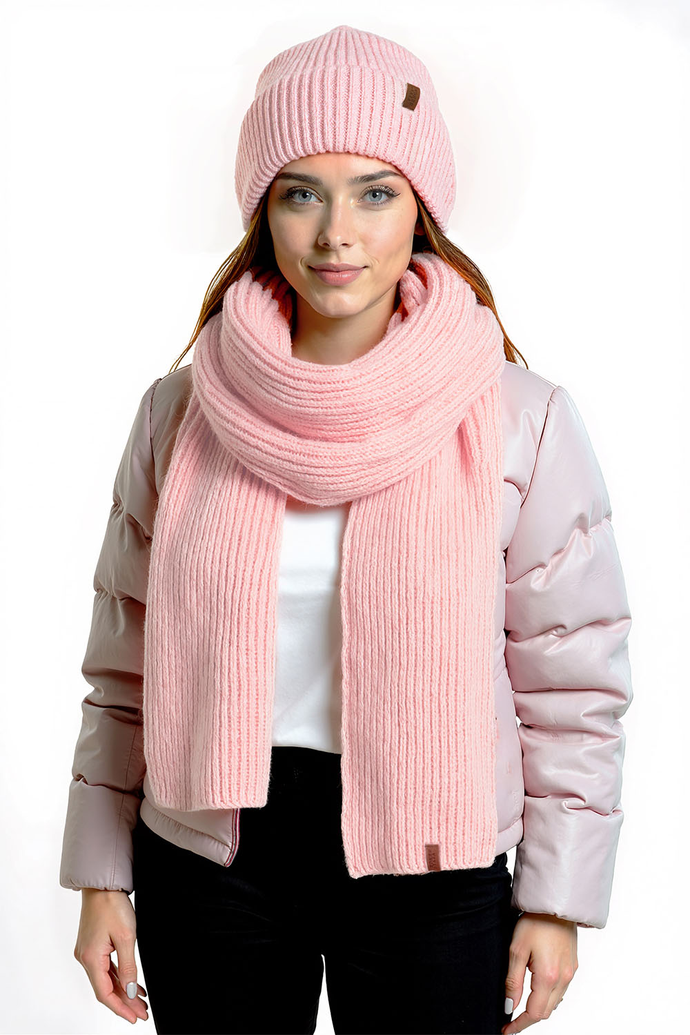 Vivisence Women Winter Scarf Merino Wool Soft Knit Cozy Warmth Everyday Comfort, Pink