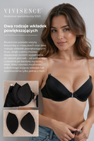 Vivisence Women's Clear Strap Bra Push Up Invisible Backless Clear Back Bra with Transparent Straps for Backless Dresses, black