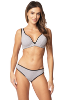 Vivisence Dame Slip Musterlos Spitze Klassisch Unterhose Unterwäsche Band Bund 4019, Grau