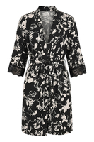 Vivisence Femme Ensemble De Nuit Chemise Et Peignoir Modal Doux Confort, noir