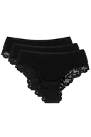 Vivisence Culotte Femme Coton Et Dentelle Effet Lisse Et Confort Quotidien, noir 3 pièces