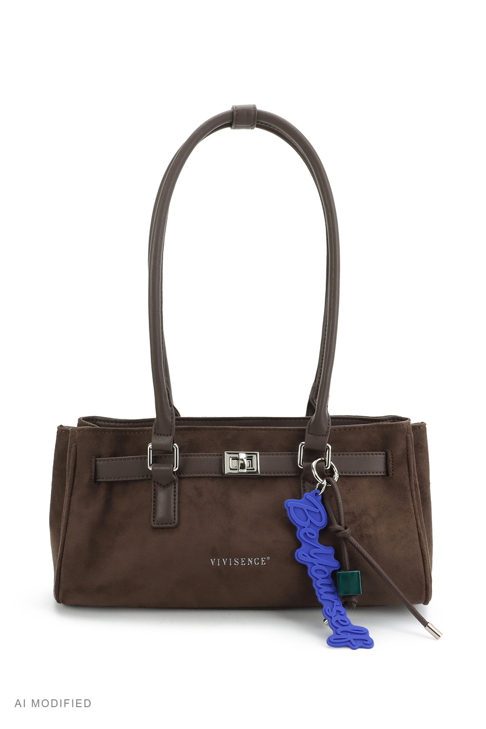 Vivisence Shoulder Bag for Women Polyester Suede Effect Everyday Handbag, brown