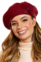Vivisence Elegant Women's Winter Set Classic Beret And Matching Wool Scarf Made From Warm And Soft Fabric Ideal For Cold Winter And Autumn Weather, maroon
