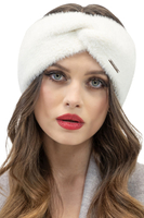 Vivisence Fluffy Lined Twisted Headband For Women Warm Autumn Winter 7093, ecru
