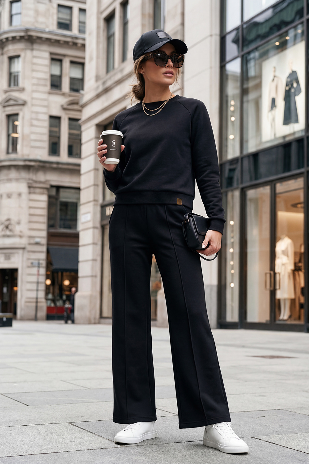 Vivisence Damen Hausanzug Sweatshirt und Hose Mit Elastischem Bund Für Alltag, schwarz