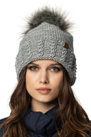 Vivisence Damen Bommelmütze Winter Fleecefutter Bommel Perfekte Passform 70103, hellgrau
