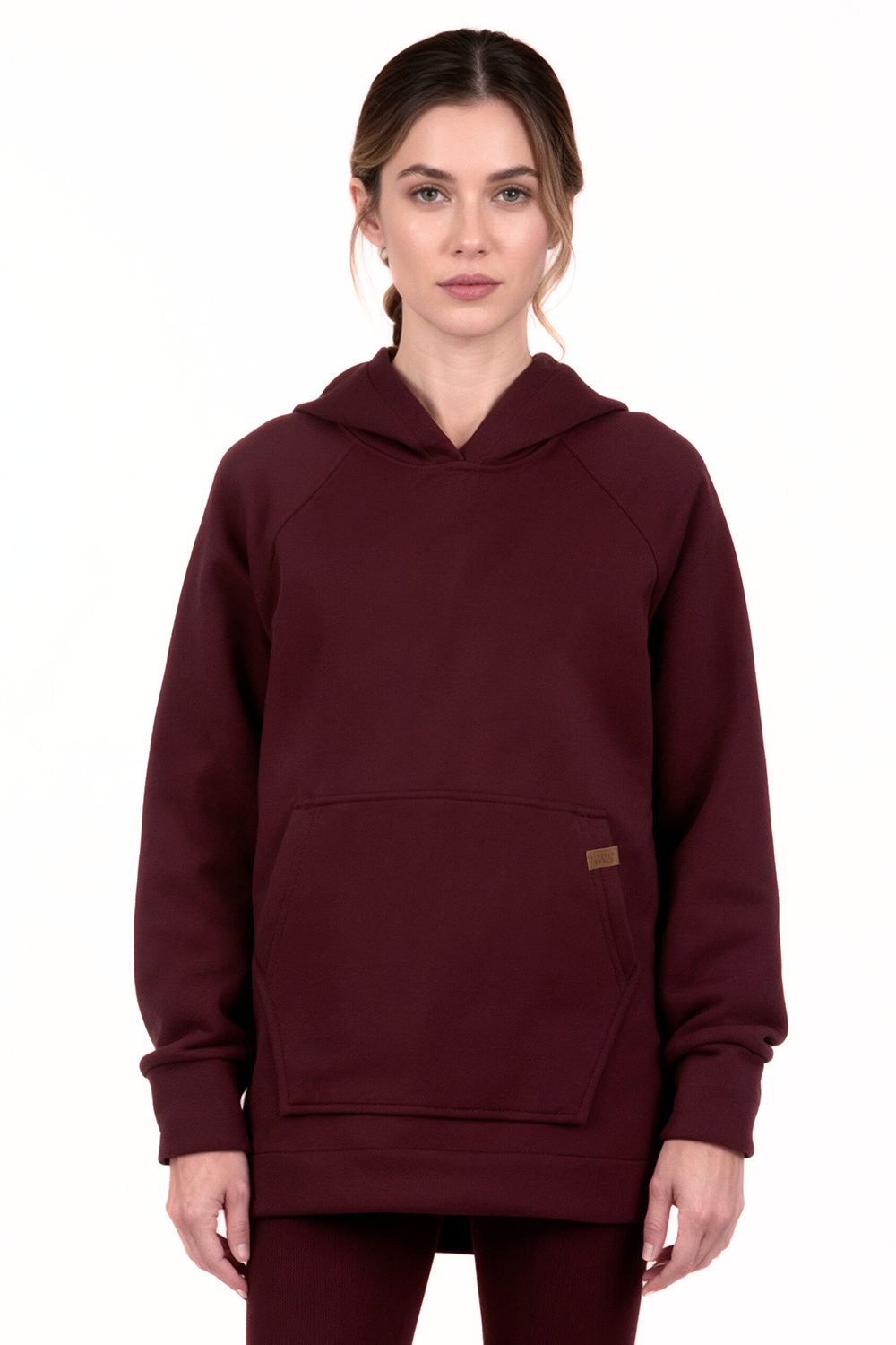 Vivisence Femme Sweat À Capuche Coton Élasthanne Confort Quotidien Douceur, bordeaux