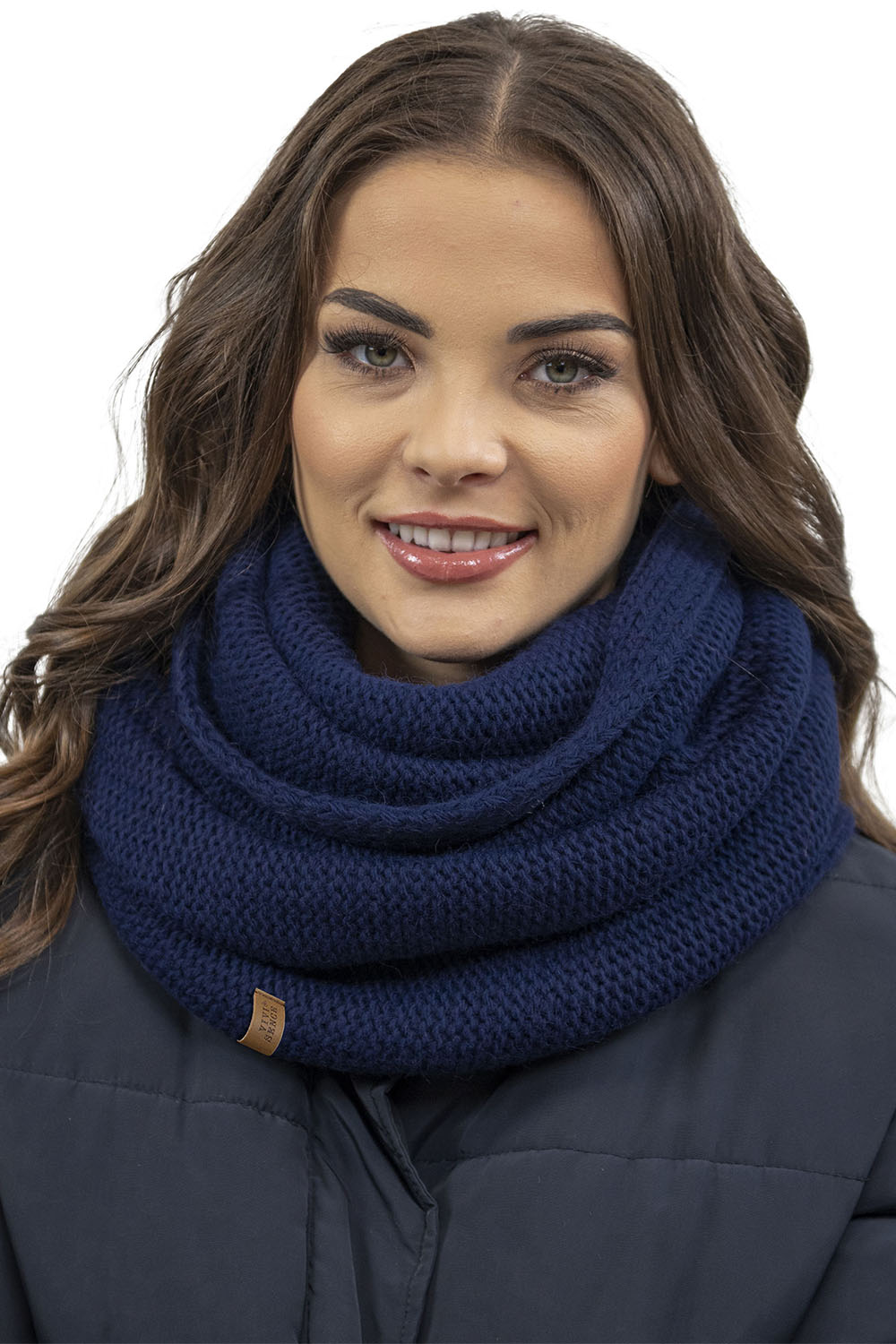 Vivisence Bonnet Femme Et Écharpe Pour L'automne et L'hiver À Pompon Cache-cou Ensemble Classique En Fils Chauds Avec Doublure En Polaire Parfait Pour Les Journées Froides 7014, bleu foncé