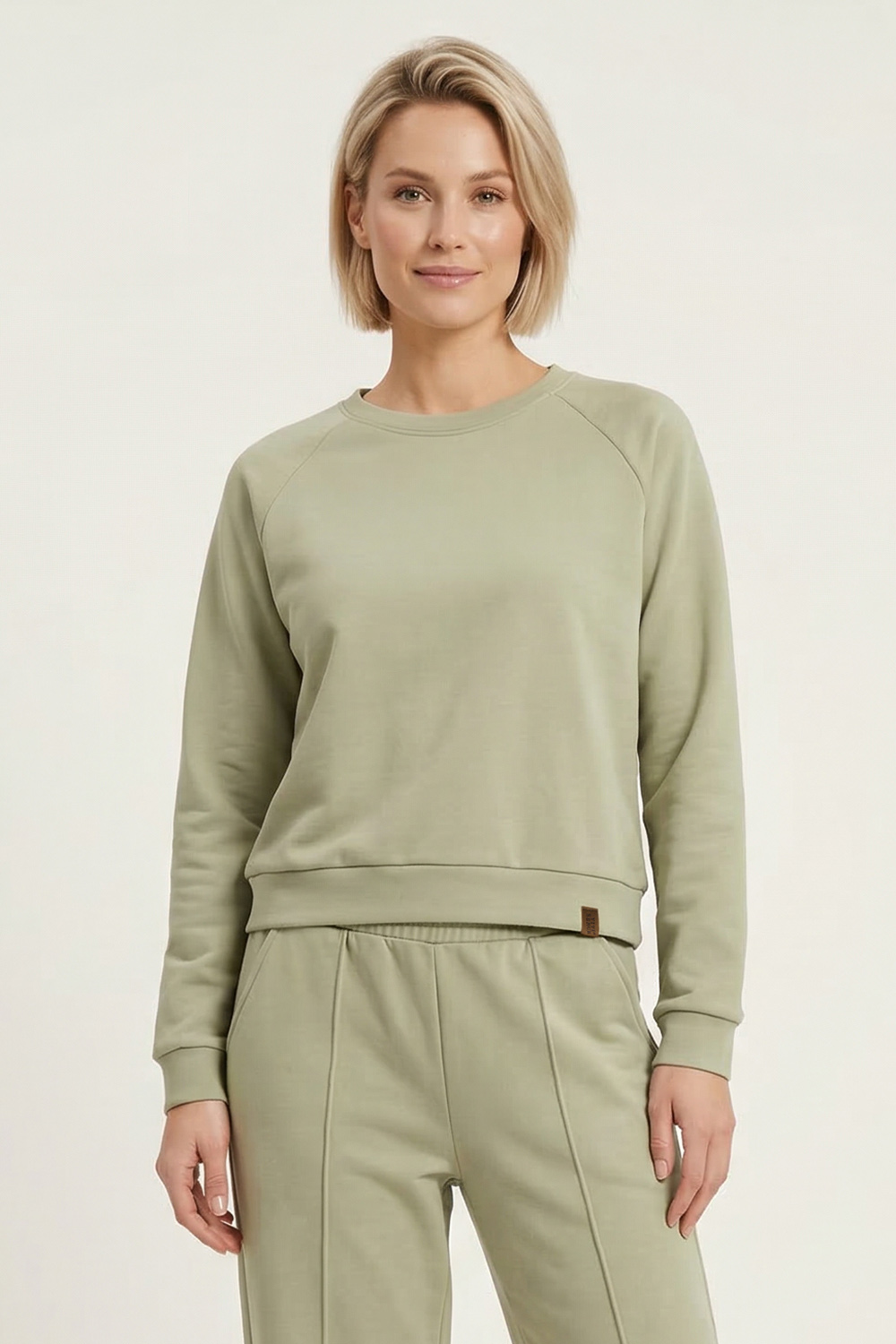 Vivisence Women Crewneck Sweatshirt Soft Knit Pullover Everyday Comfort, olive