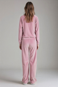 Vivisence Damen Trainingsanzug Set Zweiteiler Aus Velours Mit Sweatshirt Und Hose Lockerer Schnitt Rundhals Seitentaschen Elastischer Bund, Pink