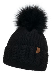 Vivisence Bonnet À Pompon Femme Doublé Polaire Ajustement Parfait Et Chaleur 70103, noir