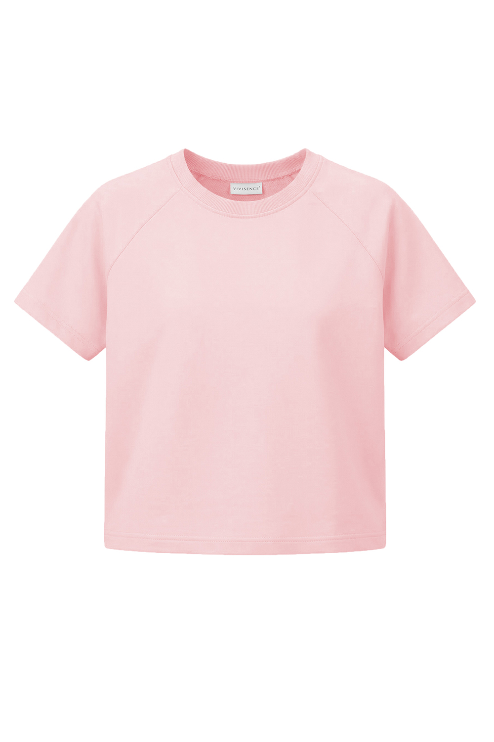 Vivisence Damen T-Shirt Kurzarm Rundhals Elastischer Baumwolle Bequem, rosa